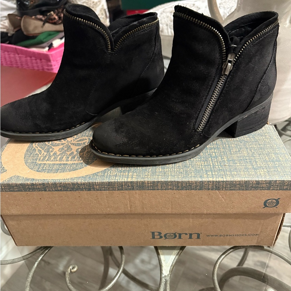 Born Black Ankle Boots with Zipper